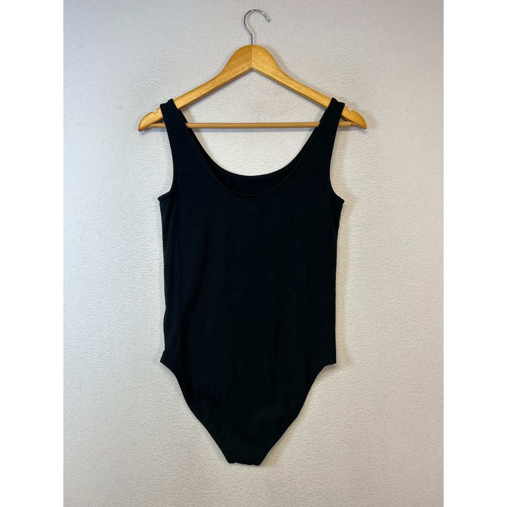 Minimalist Gap Womens Small Black Scoop Neck Sleeveless Snap Closure Bodysuit